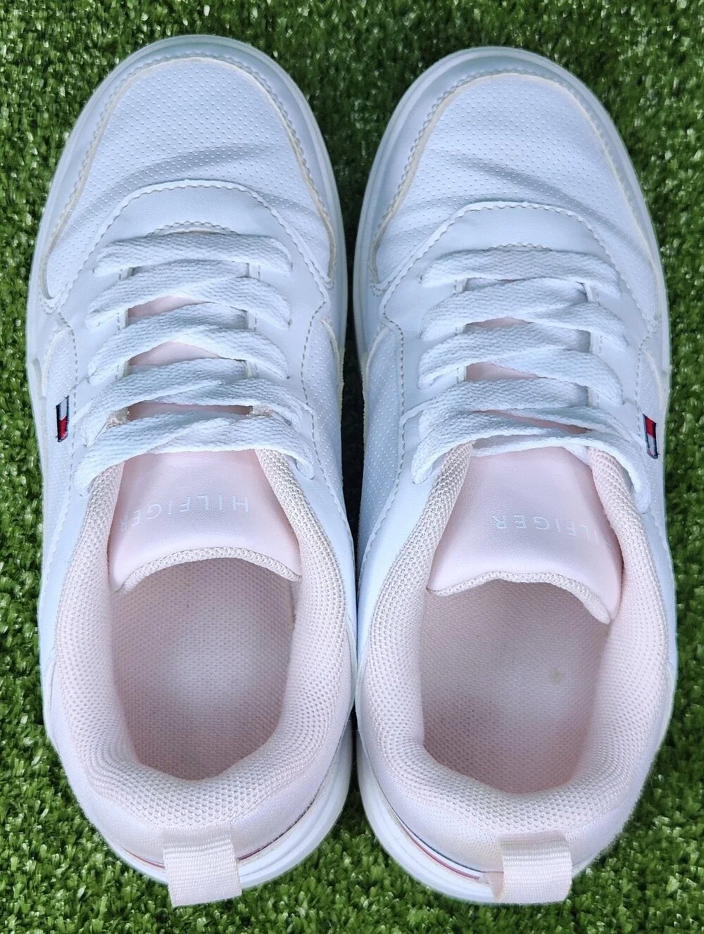 Tommy Hilfiger Girls Classic Court Low White Light Pink Shoes Sneakers Size 3